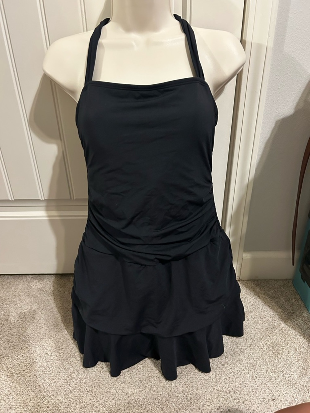 NWT Tempt Me Women’s Black Halter Swim Dress Sz M